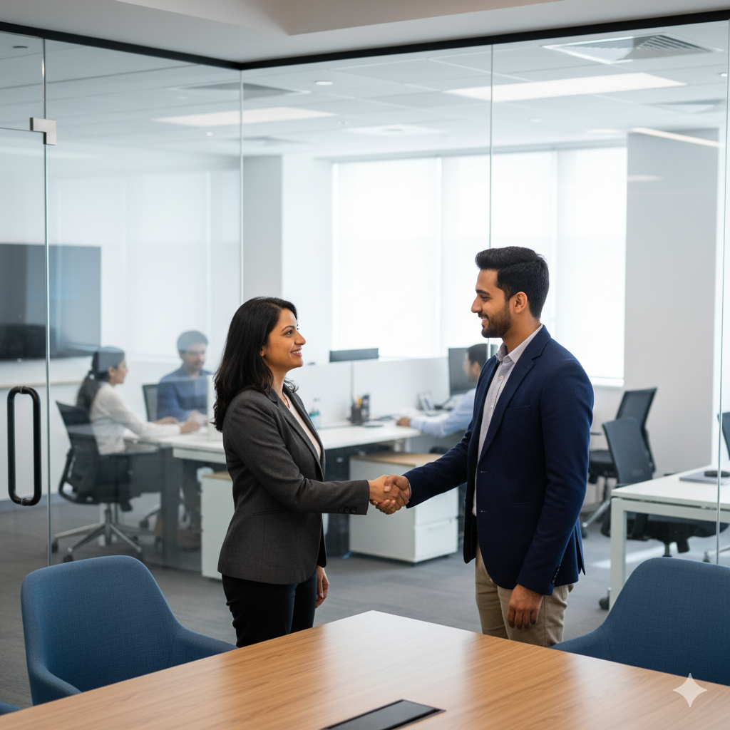 Professional team meeting for permanent staffing solutions