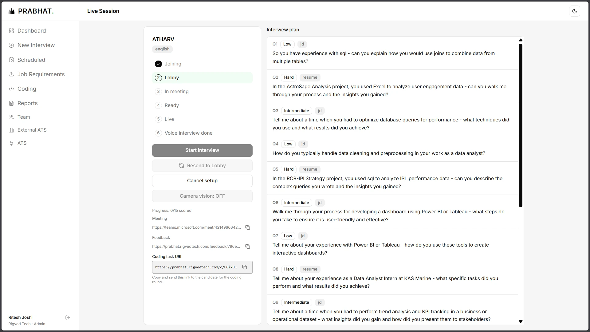 Live Interview Monitoring