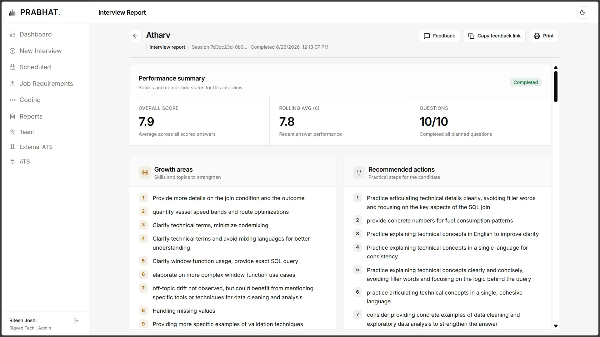 Scored Interview Reports